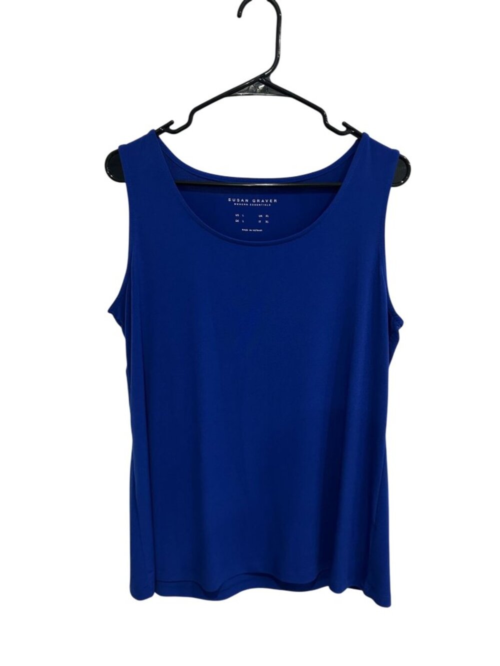 Susan Graver Large Blue Sleeveless Tank Top Modern Essentials Clean Girl
